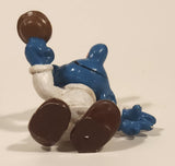 Vintage 1970s Peyo Schleich Sleepy Smurf with Candle 2" Tall PVC Toy Figure