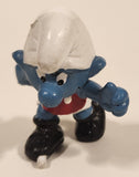 Vintage 1970s Peyo Schleich Smurf Character Football Soccer Player PVC Toy Figure