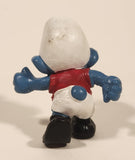 Vintage 1970s Peyo Schleich Smurf Character Football Soccer Player PVC Toy Figure
