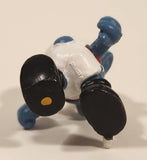 Vintage 1970s Peyo Schleich Smurf Character Football Soccer Player PVC Toy Figure