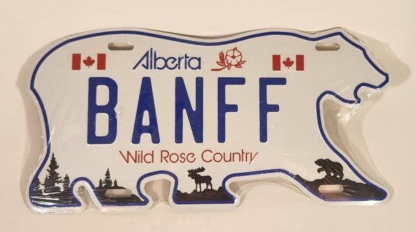 Banff Alberta Wilde Rose Country Polar Bear Shaped Embossed Metal Vehicle License Plate New in Plastic