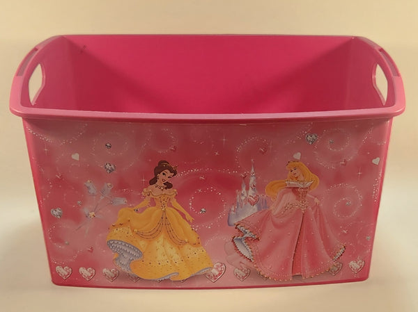 Disney Princesses Snow White Cinderella Bella Aurora Pink Plastic Storage Tote Container