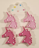 Pink and Light Pink Unicorns and White Multi Colored Cloud Plastic Wall Lights Set of 5