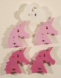 Pink and Light Pink Unicorns and White Multi Colored Cloud Plastic Wall Lights Set of 5