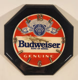 Rare Vintage Anheuser-Busch Budweiser King Of Beers Genuine 9 3/8" x 9 3/8" Black Lacquer Wall Clock