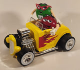 M & M's Yellow Hod Rod Shaped Candy Dispenser Machine with Red and Green Characters