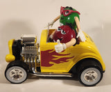 M & M's Yellow Hod Rod Shaped Candy Dispenser Machine with Red and Green Characters