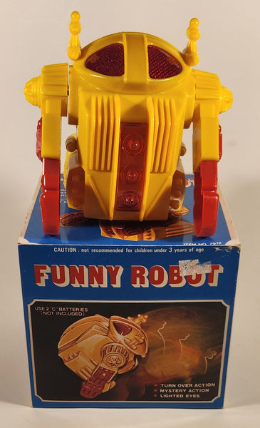 Vintage Funny Robot Light Up Battery Operated Action Toy with Box