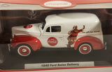 2013 Motor Max Coca Cola 1940 Ford Sedan Delivery Christmas Santa Claus ...the gift of thirst White and Red 1:24 Scale Die Cast Toy Car Vehicle on Base New in Box