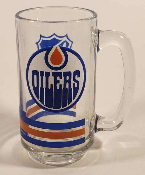 1990s Edmonton Oilers NHL Ice Hockey Team 5 1/2" Tall Glass Beer Mug Cup