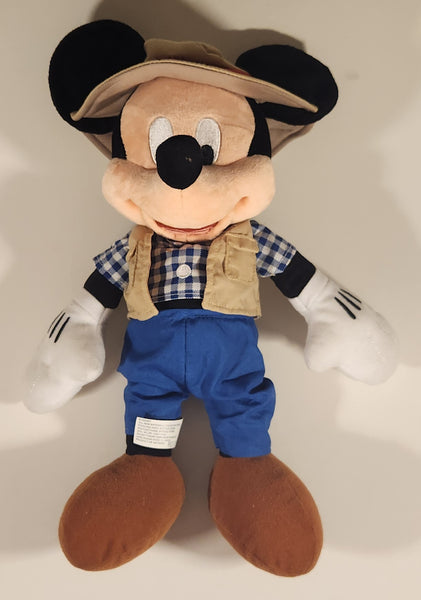 Disney Parks Authentic Original Mickey Mouse Fisherman Camper Hiker 14" Plush Stuffed Toy