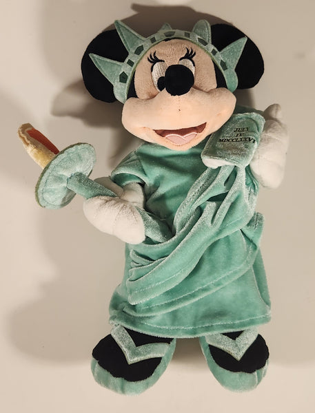Disney Store Exclusive Authentic Original Minnie Mouse Statue of Liberty 13" Plush Stuffed Toy