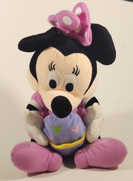 Rare Disney Minnie Mouse Holding Purple Easter Egg 12" Plush Stuffed Toy