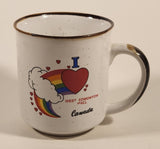 Rare Vintage I Love West Edmonton Mall Canada Hearts Rainbow and Cloud Themed Stoneware Coffee Mug Cup