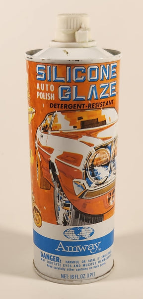 Vintage 1973 Amway Silicone Glaze Auto Polish Detergent Metal Can Near Full