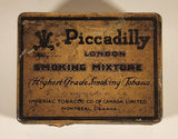 Vintage Imperial Tobacco Co of Canada Montreal Piccadilly London Smoking Mixture Hinged Tin Metal Container