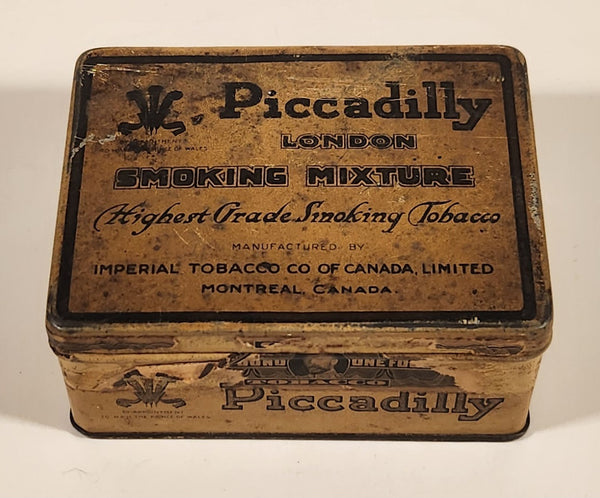 Vintage Imperial Tobacco Co of Canada Montreal Piccadilly London Smoking Mixture Hinged Tin Metal Container