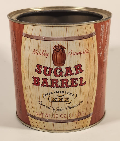 Vintage John Middleton Inc Sugar Barrel Pipe Mixture XXX Mildly Aromatic Tobacco Tin Metal Can