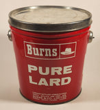 Vintage Burns & Co. Limited Calgary Canada Burns Pure Lard 3 Lbs Red Tin Metal Pail