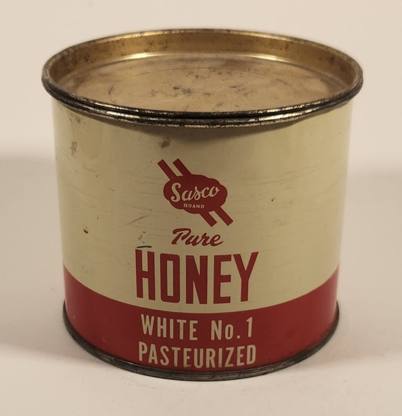 Vintage 1940s Sasco Honey 2 Lb Tin Metal Can Saskatchewan Honey Company Tisdale, Saskatchewan