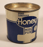 Vintage Pure Canadian Honey Blue and White Tin Metal Can