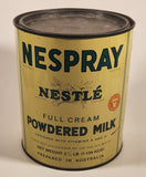 Rare Vintage Nestle Products Limited Nassau Bahamas Nespray Full Cream Powdered Milk Enriched With Vitamins A and D 2 1/2 Lb Tin Metal Can
