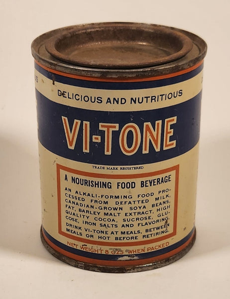Rare Antique 1930s Vi-Tone A Nourishing Food Beverage Delicious And Nutritious Metal Can Hamilton Ontario