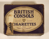 Vintage W.C. Macdonald British Consols Cigarettes Mild Sweet Old Virginia Hinged Tin Metal Container