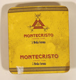 Montecristo Habana Cuba 5 Media Corona Yellow Tin Metal Cigar Case With Sliding Lid