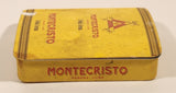 Montecristo Habana Cuba 5 Media Corona Yellow Tin Metal Cigar Case With Sliding Lid