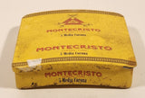 Montecristo Habana Cuba 5 Media Corona Yellow Tin Metal Cigar Case With Sliding Lid