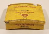 Montecristo Habana Cuba 5 Media Corona Yellow Tin Metal Cigar Case With Sliding Lid