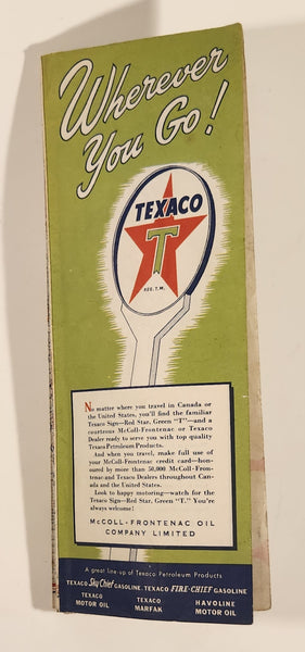 Vintage 1951 Texaco Quebec And The Maritime Provinces McColl-Frontenac Road Guide Map