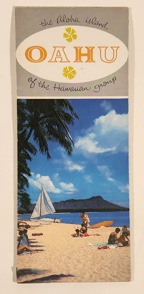 Vintage 1965 Oahu The Aloha Island Of The Hawaiian Group Map Travel Brochure Pamphlet
