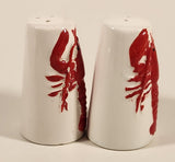 Vintage 1960s Red Lobster Embossed White Ceramic Salt and Pepper Shaker Set Made in Japan