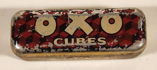 Antique Oxo Brand Cubes Red Tin Metal Container