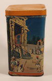 Vintage 1940 Thomas J. Lipton Temple with People and Elephants Orange Lidded Tin Metal Container