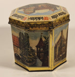 Vintage German Nurnberger Lebkuchenfabrik Gottfr Wicklein Nurnberg Octagonal Hinged Tin Metal Container