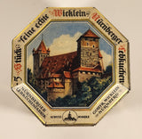 Vintage German Nurnberger Lebkuchenfabrik Gottfr Wicklein Nurnberg Octagonal Hinged Tin Metal Container
