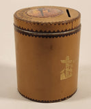 Vintage Vancouver Canada Savings Bank Watch the Money Climb The Ladder Leather Covered Glass Jar Coin Bank