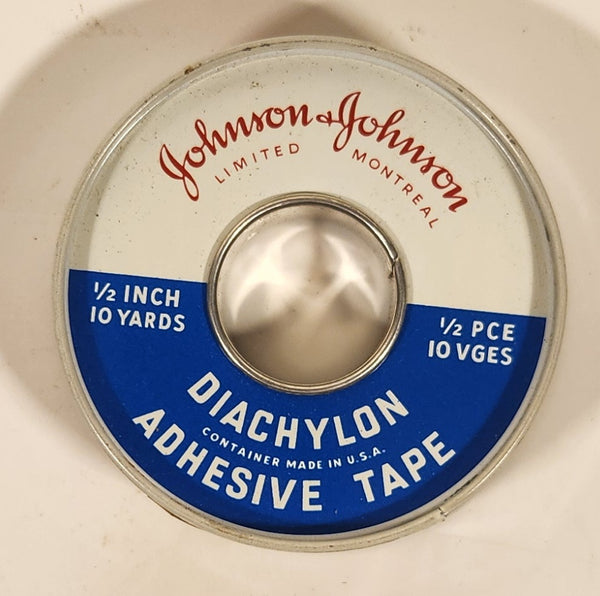 Vintage Johnson & Johnson Waterproof Diachylon Adhesive Tape Tin Metal Container Montreal