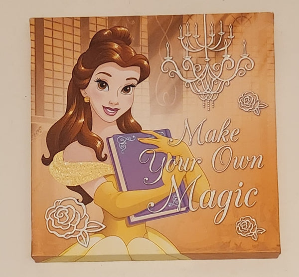 Disney Belle Make Your Own Magic 11" x 11" Canvas Wall Art Picture with Glitter