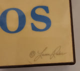 Rhinoceros Blue and Green Checkered Cream Background 11 3/8" x 11 3/8" Wood Wall Art By Lauren Rader