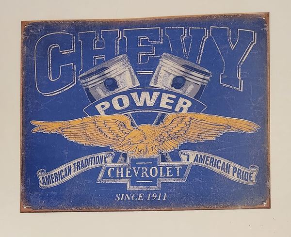 2017 Chevy Power American Tradition American Pride Chevrolet Since 1911 12 1/2" x 16" Tin Metal Sign