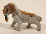 Vintage Japanese Hunting Dog with Mallard Duck 3 3/4" Hand Painted Porcelain Figure