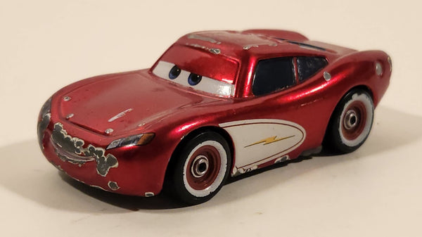 Disney Pixar Cars Lightning McQueen Metallic Red and White Die Cast Toy Car Vehicle