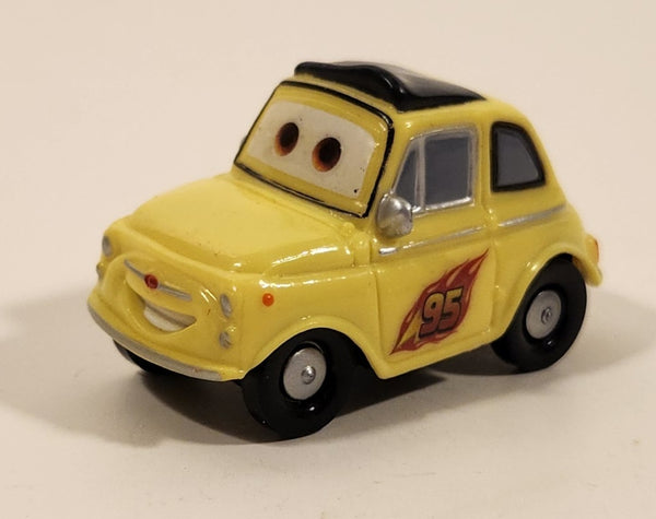 Disney Pixar Cars Fiat 500 Luigi Yellow Plastic Die Cast Toy Car Vehicle