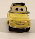 Disney Pixar Cars Fiat 500 Luigi Yellow Plastic Die Cast Toy Car Vehicle