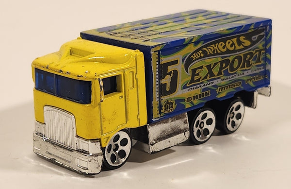 2003 Hot Wheels Hot Haulers Hiway Hauler Semi Truck Rig Export #5 Yellow Die Cast Toy Car Vehicle