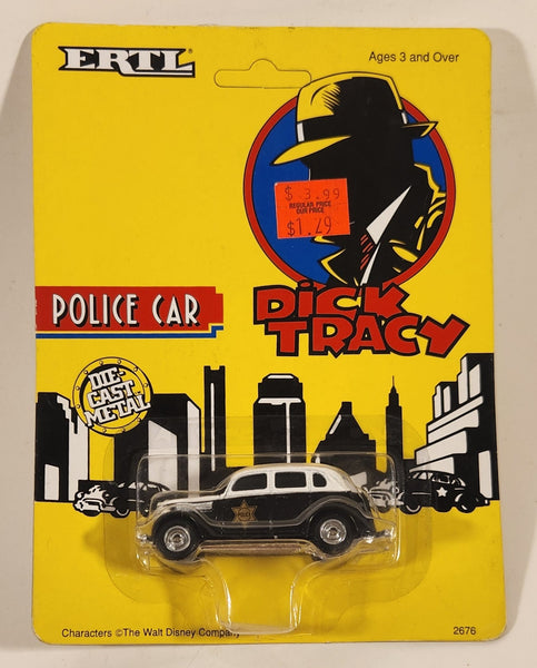 1990 Ertl The Walt Disney Company Dick Tracy '36 Ford Sedan Black and White Police Die Cast Toy Character Car Vehicle New in Package